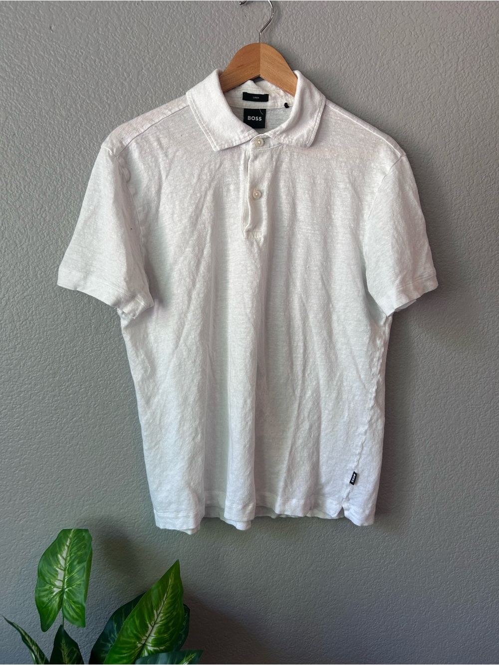 BOSS Linen White Short-Sleeve Polo